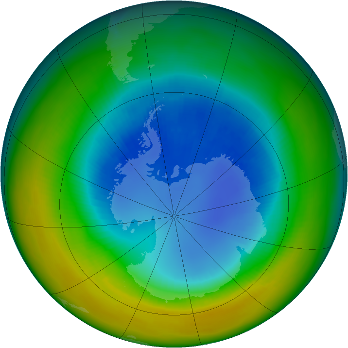 Antarctic ozone map for August 2002